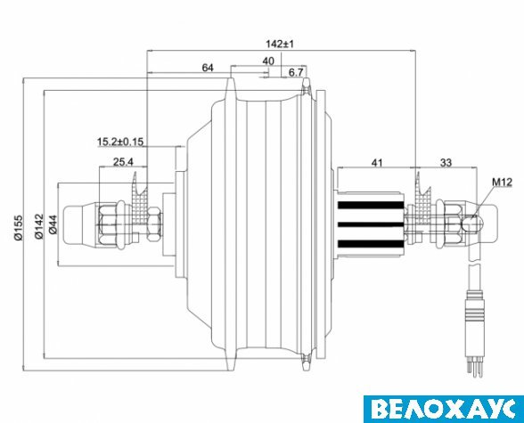 Двигун редукторний задній CZJB 350-500W під касету