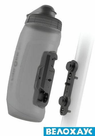 Фляга з конектором та базою FIDLOCK TWIST bottle 590мл, прозорий/чорний