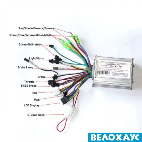 Комплект (контролер, 36-48-52-60В, 18A, дисплей з ручкою газа, кабель)