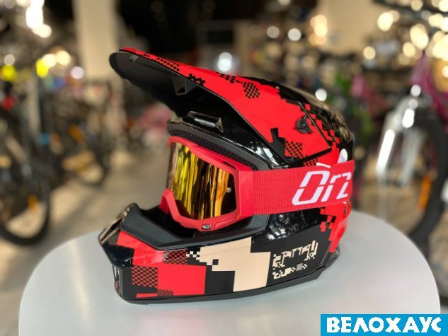 Шолом ORZ + маска, чорно-червоний