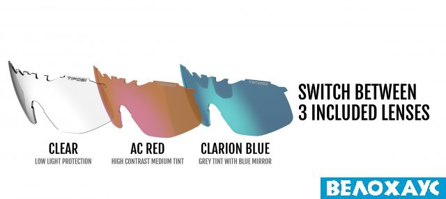 Сонцезахисні окуряли Tifosi Sledge Lite, Crystal Smoke з лінзами Clarion Blue/AC Red/Clear