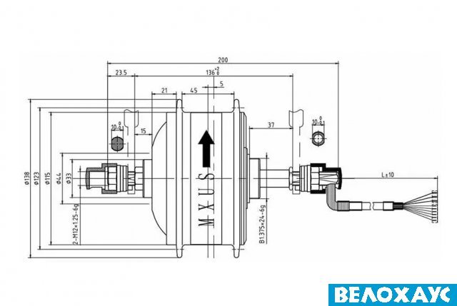 Веломотор MXUS XF08R редукторний (36V, 350w) задній