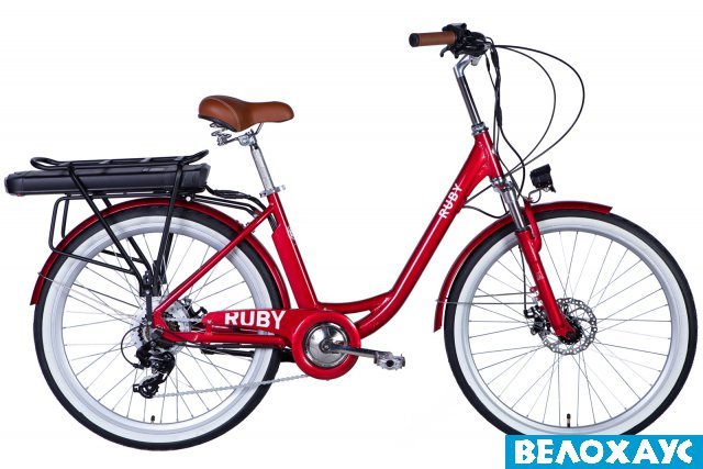 Велосипед з електроприводом 26 Dorozhnik eRUBY AM, 500 Вт, 36В, 17.5А, червоний