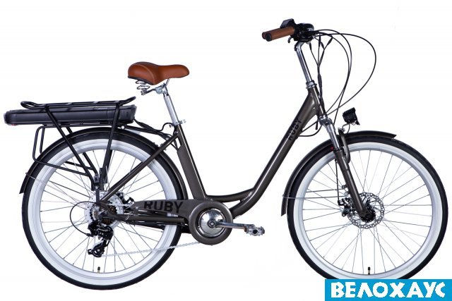 Велосипед з електроприводом 26 Dorozhnik eRUBY AM, 500 Вт, 36В, 17.5А, сірий