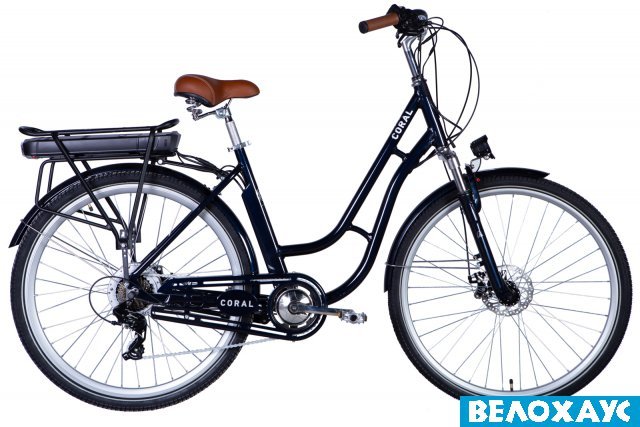Велосипед з електроприводом 28 Dorozhnik eCORAL, 500 Вт, 48В, 12.5A, синій