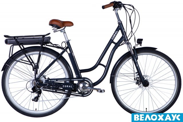 Велосипед з електроприводом 28 Dorozhnik eCORAL, 500 Вт, 48В, 12.5A, сірий